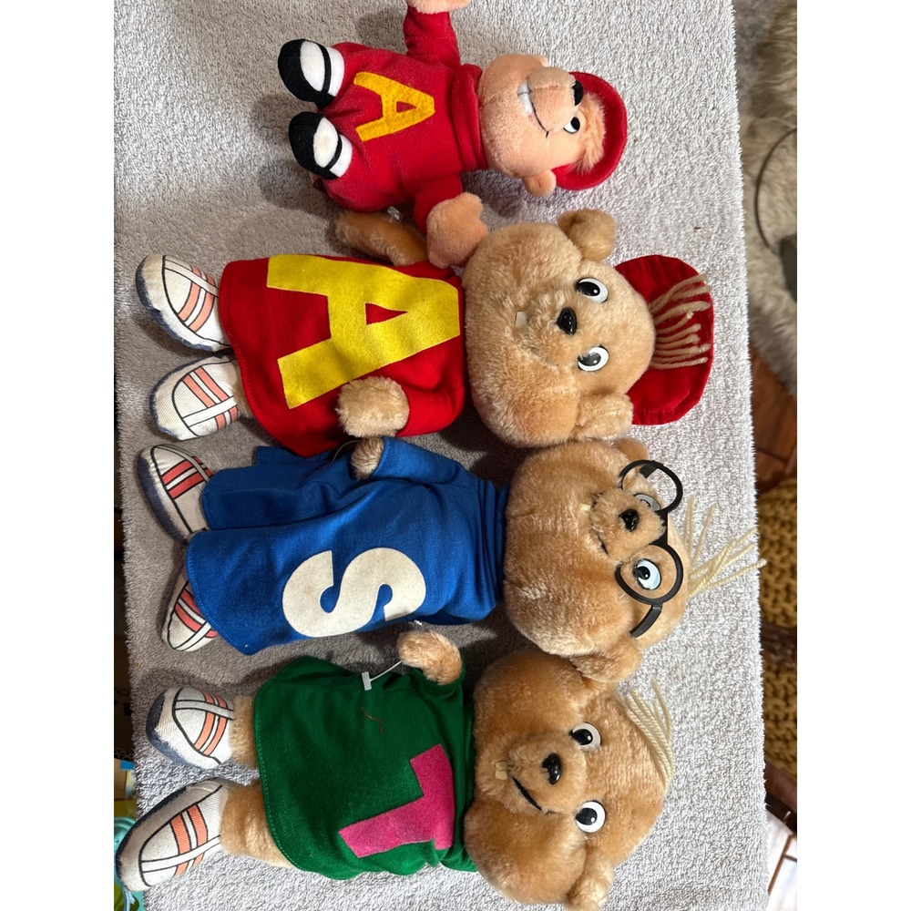 Vintage Alvin and the Chipmunks Plush Set 1983 CBS Toys 1998 Gund Beanbag 4pc
